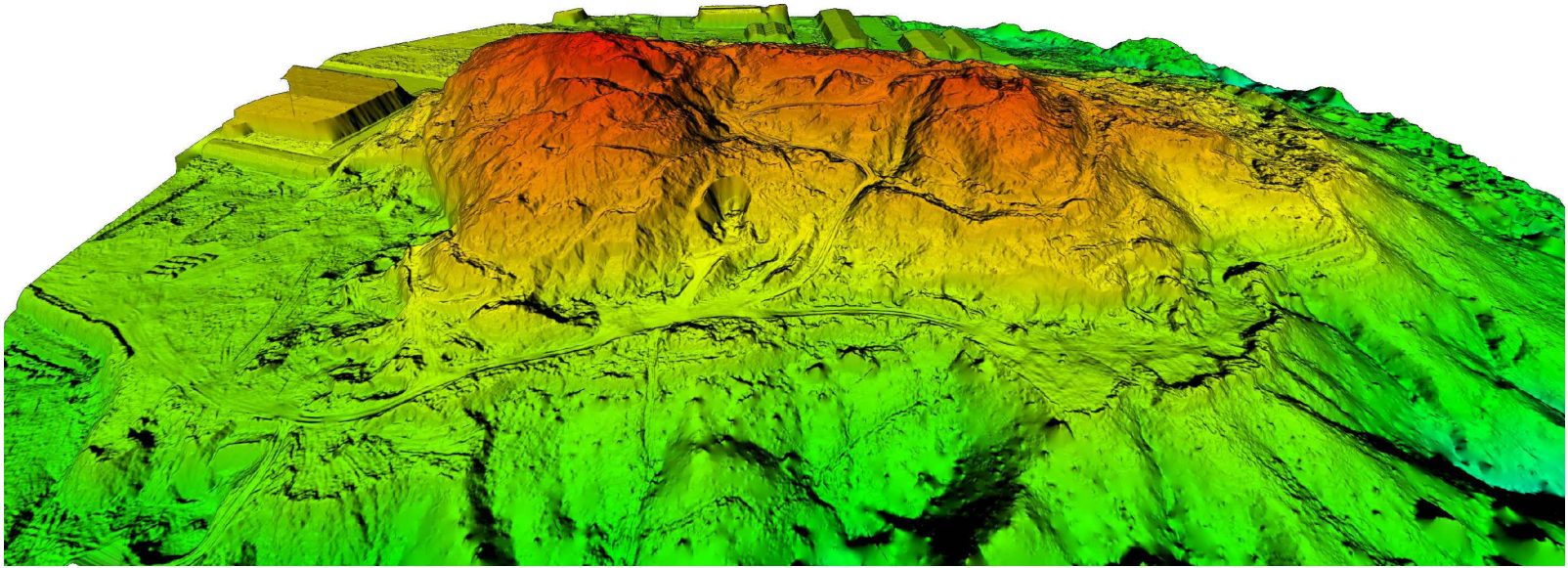 Modelo digital de elevación del terreno natural en vista isométrica